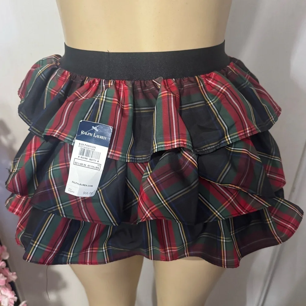 Ralph Lauren Plaid Ruffle Skirt - Red and Green